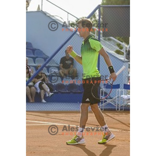 Aljaz Bedene of Slovenia in action during final qualifying match of 25. Vegeta Croatia Open Umag-ATP World Tour, played in ATP Stadion Umag, Umag, Croatia, on July 21, 2014