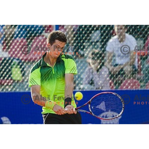 Aljaz Bedene of Slovenia in action during final qualifying match of 25. Vegeta Croatia Open Umag-ATP World Tour, played in ATP Stadion Umag, Umag, Croatia, on July 21, 2014