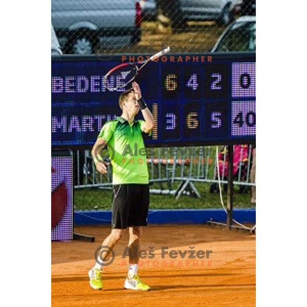 Aljaz Bedene of Slovenia in action during final qualifying match of 25. Vegeta Croatia Open Umag-ATP World Tour, played in ATP Stadion Umag, Umag, Croatia, on July 21, 2014