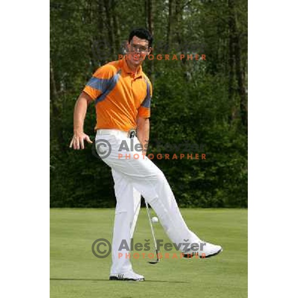 Matjaz Gojcic, first Slovenian Pro playing on Alps tour during practice session on Ptuj golf course, Slovenia on May 8, 2007