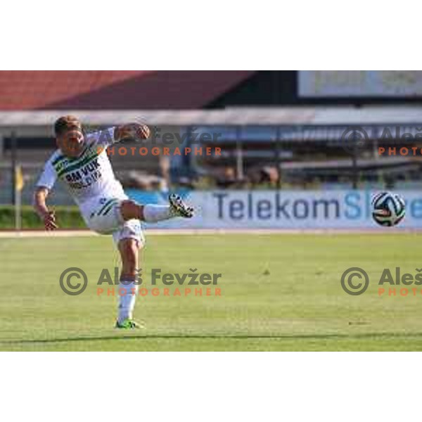 action during football match Zavrc-Domzale in round 3 of Prva liga Telekom Slovenije, played at Ptuj on August 1, 2014