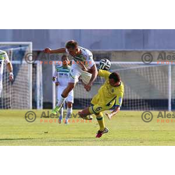 action during football match Zavrc-Domzale in round 3 of Prva liga Telekom Slovenije, played at Ptuj on August 1, 2014