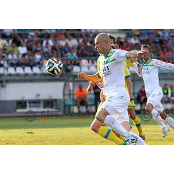 action during football match Zavrc-Domzale in round 3 of Prva liga Telekom Slovenije, played at Ptuj on August 1, 2014