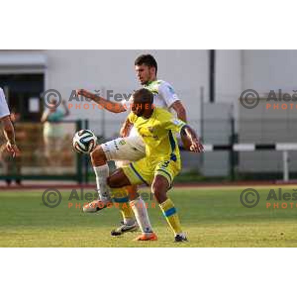 action during football match Zavrc-Domzale in round 3 of Prva liga Telekom Slovenije, played at Ptuj on August 1, 2014
