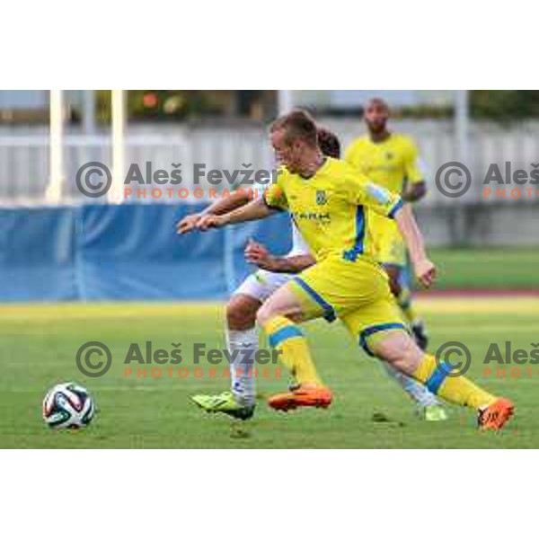 action during football match Zavrc-Domzale in round 3 of Prva liga Telekom Slovenije, played at Ptuj on August 1, 2014