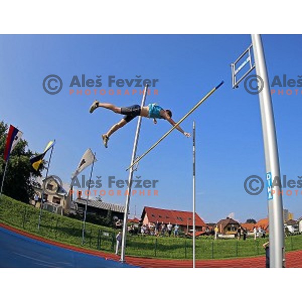 in action during first day of Slovenian National Athletics Championships in Celje on August 2, 2014