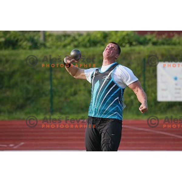in action during first day of Slovenian National Athletics Championships in Celje on August 2, 2014
