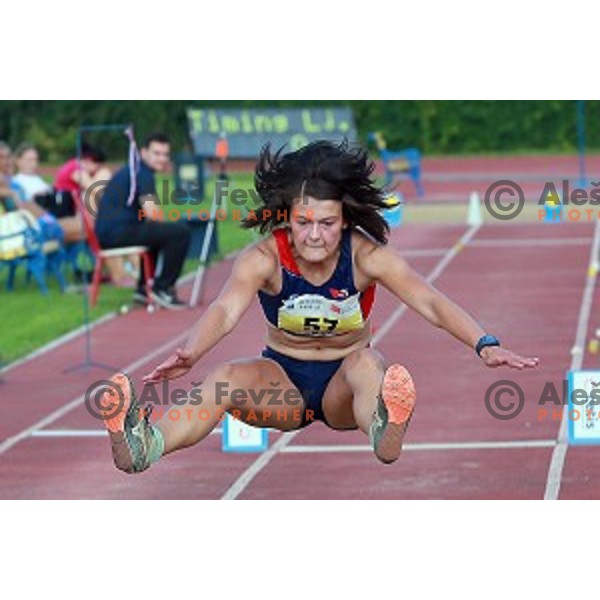 in action during first day of Slovenian National Athletics Championships in Celje on August 2, 2014