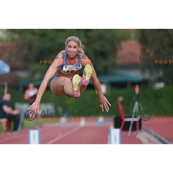 Snezana Vukmirovic in action during first day of Slovenian National Athletics Championships in Celje on August 2, 2014