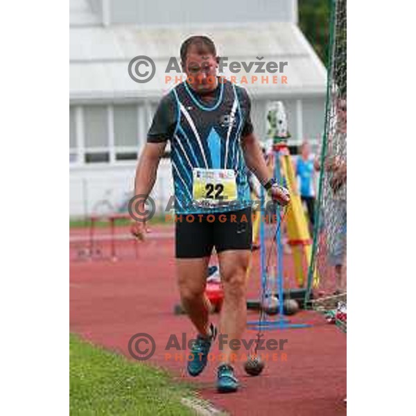 Primoz Kozmus in action during second day of Slovenian National Athletics Championships in Celje on August 3, 2014