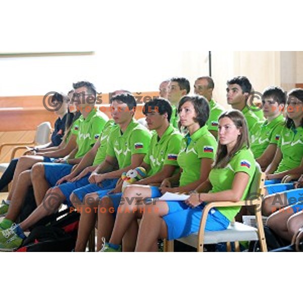 Tjasa Pintar, Nastja Govejsek , swimming Team of Slovenia for Youth Olympic Games in Nanjing (China) during official presentation in Hotel Terme, Zrece, Slovenia on August 5,2014