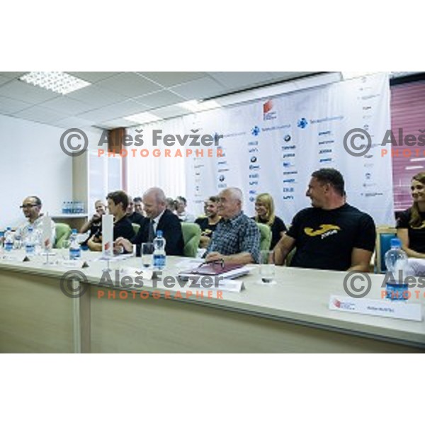 Martina Ratej, Gregor Bencina, Matija Stainer, Primoz Kozmus at the press conference and presentation before the European Athletics Championships Zürich 2014, Ljubljana, 07.08.2014