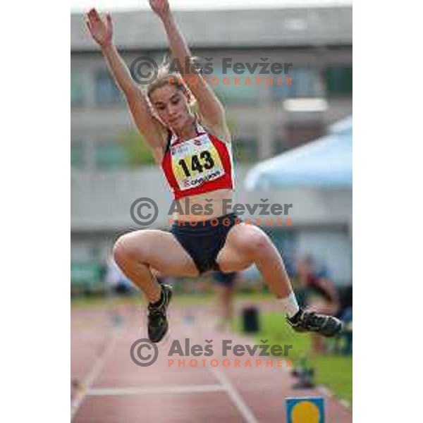 in action during second day of Slovenian National Athletics Championships in Celje on August 3, 2014