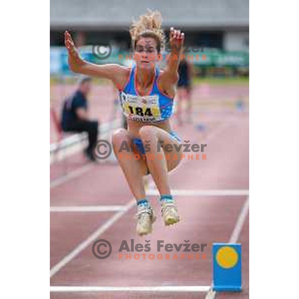 in action during second day of Slovenian National Athletics Championships in Celje on August 3, 2014