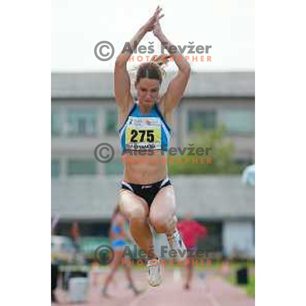 in action during second day of Slovenian National Athletics Championships in Celje on August 3, 2014