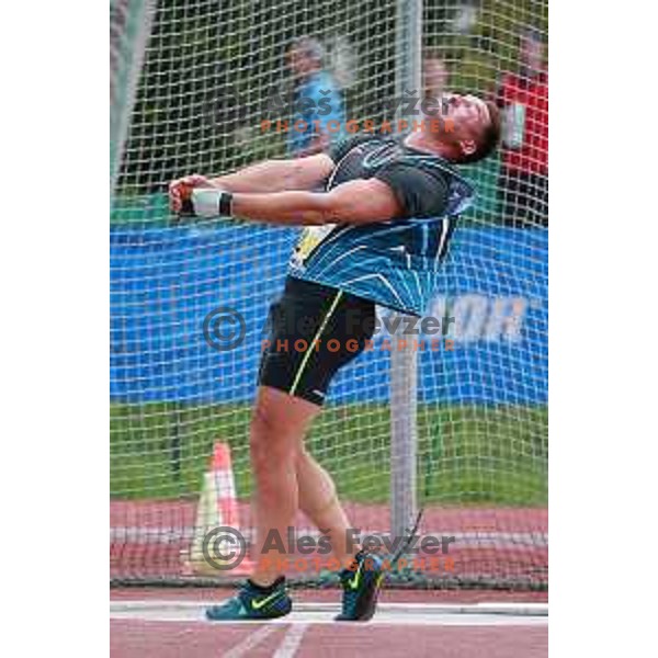 Primoz Kozmus in action during second day of Slovenian National Athletics Championships in Celje on August 3, 2014