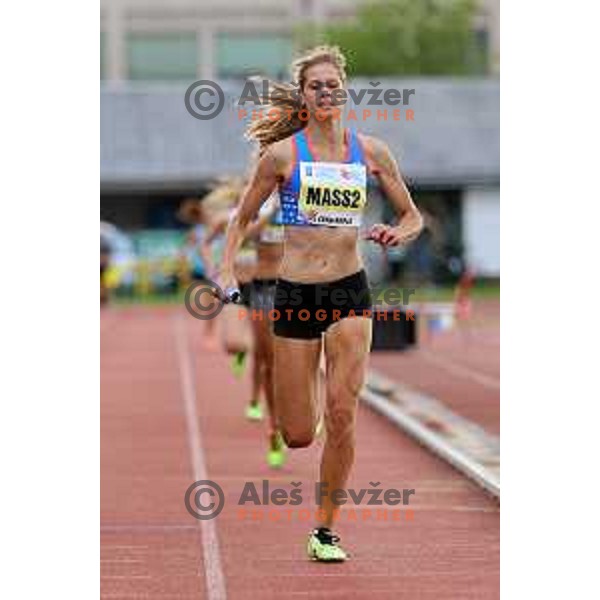 in action during second day of Slovenian National Athletics Championships in Celje on August 3, 2014