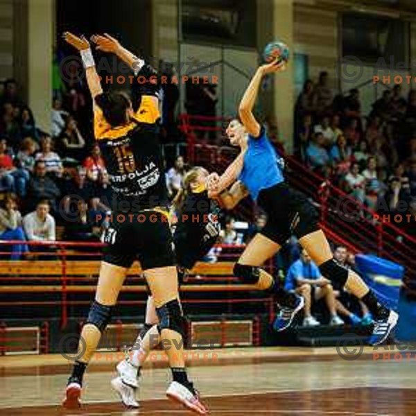Alja Koren of Krim during handball match between RK Krim and RK Zagorje, played in Ilirska Bistrica, Slovenia on September 6, 2014