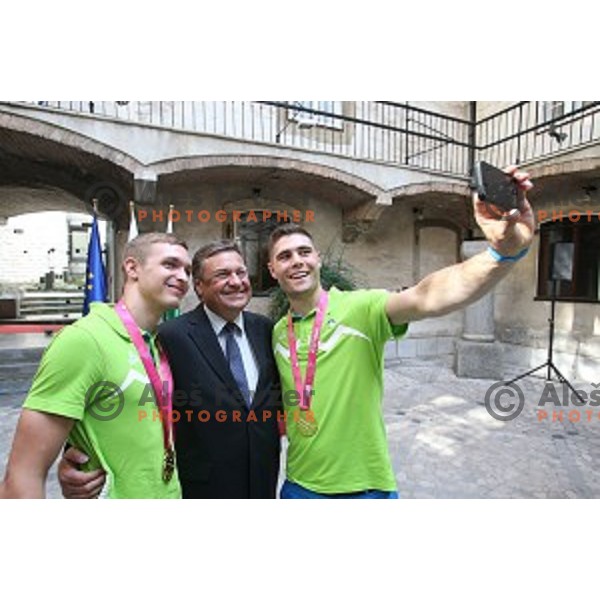 Reception for Slovenia youth Olympic team from Nanjing 2014 games held by Mayor of Ljubljana Zoran Jankovic in Town Hall, Ljubljana, Slovenia on September 8, 2104
