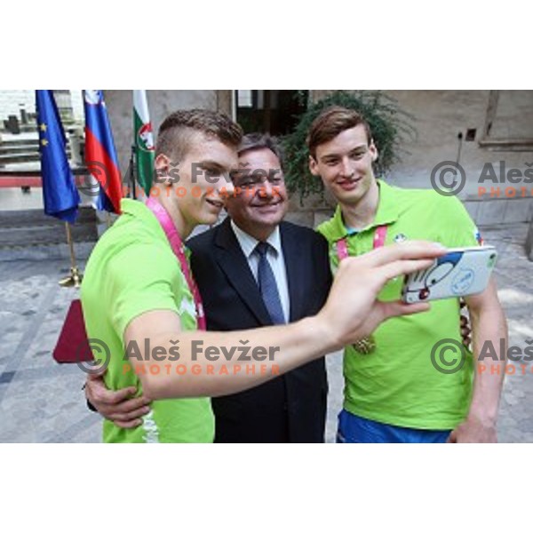 Reception for Slovenia youth Olympic team from Nanjing 2014 games held by Mayor of Ljubljana Zoran Jankovic in Town Hall, Ljubljana, Slovenia on September 8, 2104