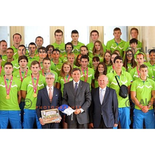 Reception for Slovenia youth Olympic team from Nanjing 2014 games held by President of Slovenia Borut Pahor in Ljubljana, Slovenia on September 8, 2104