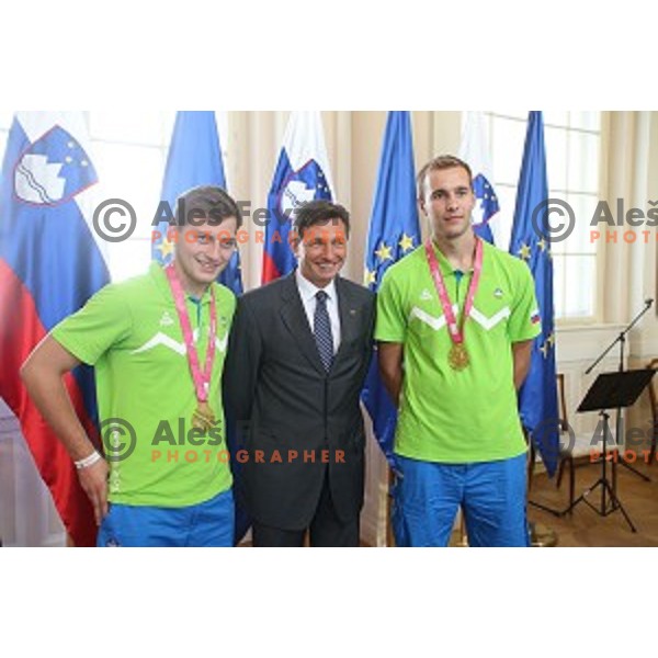 Reception for Slovenia youth Olympic team from Nanjing 2014 games held by President of Slovenia Borut Pahor in Ljubljana, Slovenia on September 8, 2104