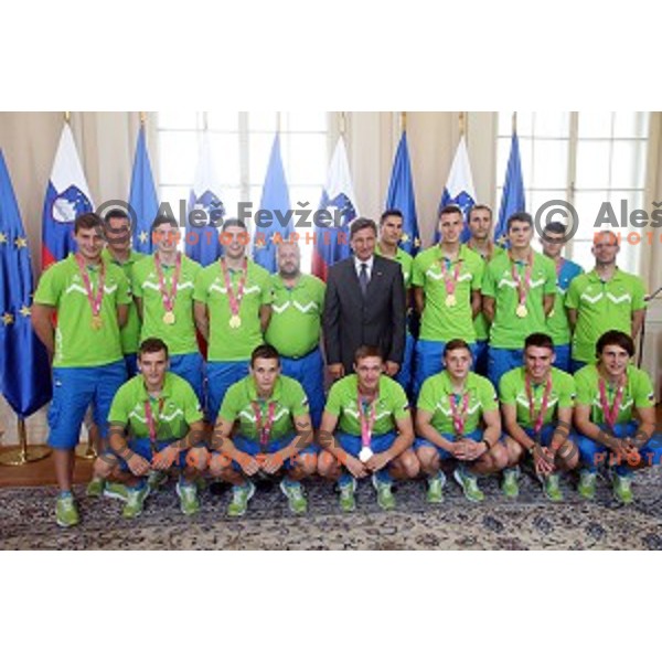 Reception for Slovenia youth Olympic team from Nanjing 2014 games held by President of Slovenia Borut Pahor in Ljubljana, Slovenia on September 8, 2104