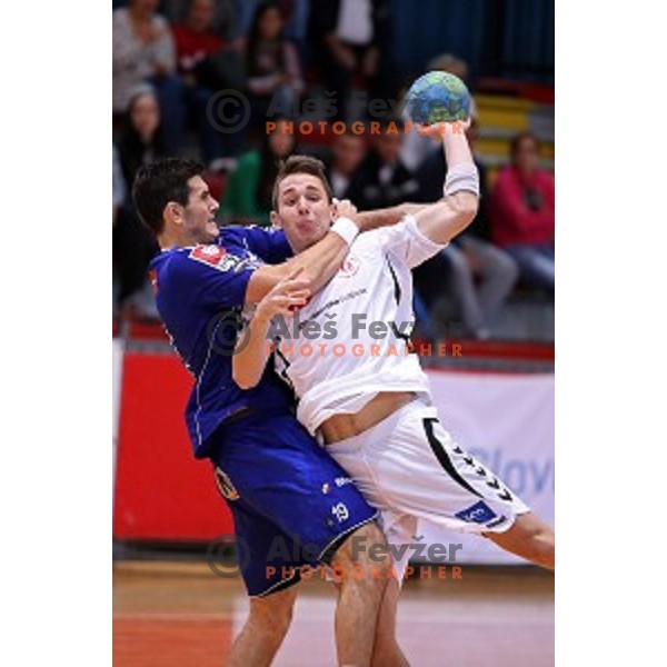 of RK Celje Pivovarna Lasko in action during handball match Slovan-Celje Pivovarna Lasko, played in Kodeljevo Hall, Ljubljana on September 13, 2014