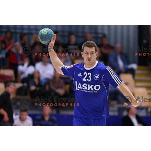 of RK Celje Pivovarna Lasko in action during handball match Slovan-Celje Pivovarna Lasko, played in Kodeljevo Hall, Ljubljana on September 13, 2014
