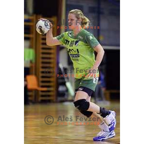 of Krim Mercator in action during Final of Vinko Kandija Memorial handball tournament between RK Krim Mercator and RK Gen I Zagorje, played in Galjevica Hall, Ljubljana, Slovenia on September 13, 2014