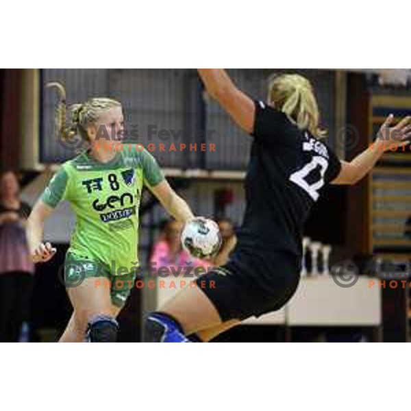 of Krim Mercator in action during Final of Vinko Kandija Memorial handball tournament between RK Krim Mercator and RK Gen I Zagorje, played in Galjevica Hall, Ljubljana, Slovenia on September 13, 2014