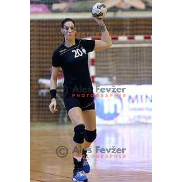 of Krim Mercator in action during Final of Vinko Kandija Memorial handball tournament between RK Krim Mercator and RK Gen I Zagorje, played in Galjevica Hall, Ljubljana, Slovenia on September 13, 2014