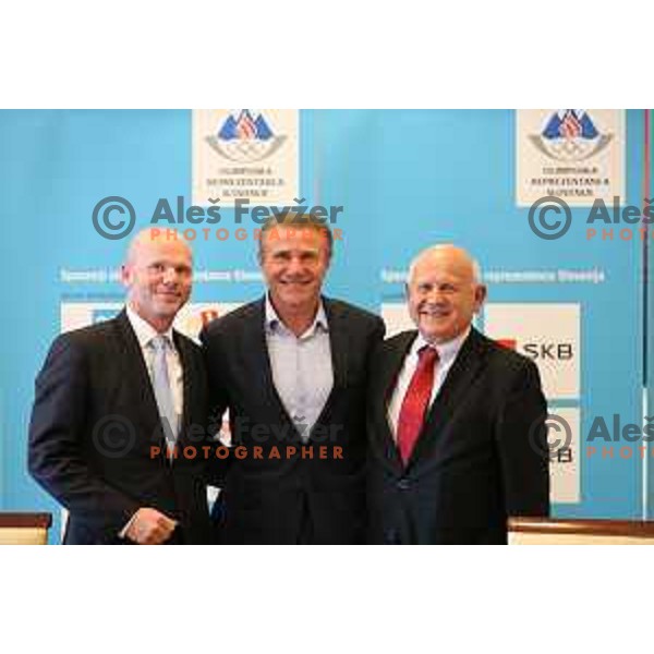 Sergey Bubka visiting Olympic Committee of Slovenia and meets Janez Kocijancic, Ljubljana, September 18, 2014