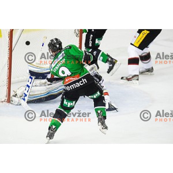 Hunter Bishop in action during ice hockey match Olimpija - Znojmo, EBEL League, Tivoli , Ljubljana, 19.09.2014
