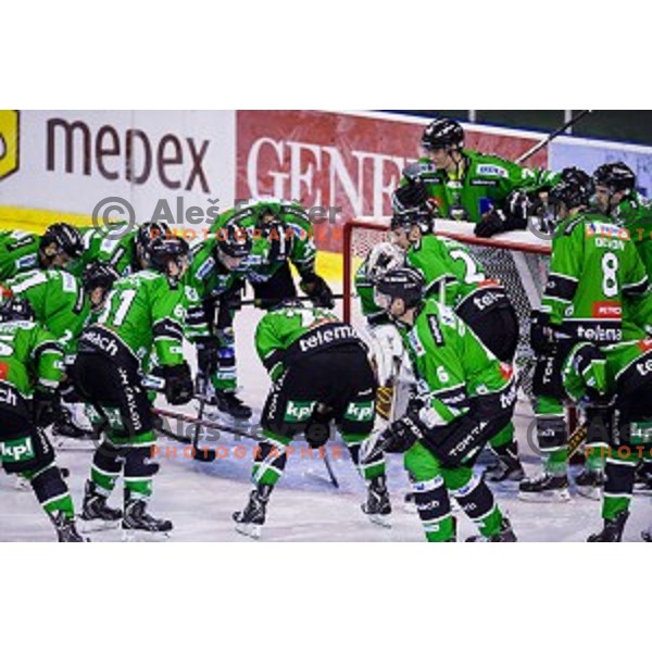 Olimpija in action during ice hockey match Olimpija - Znojmo, EBEL League, Tivoli , Ljubljana, 19.09.2014