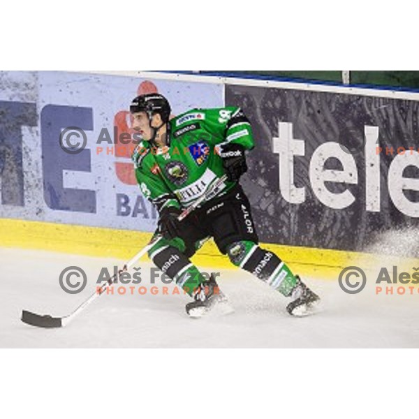 Rok Leber in action during ice hockey match Olimpija - Znojmo, EBEL League, Tivoli , Ljubljana, 19.09.2014