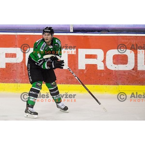 Hunter Bishop in action during ice hockey match Olimpija - Znojmo, EBEL League, Tivoli , Ljubljana, 19.09.2014