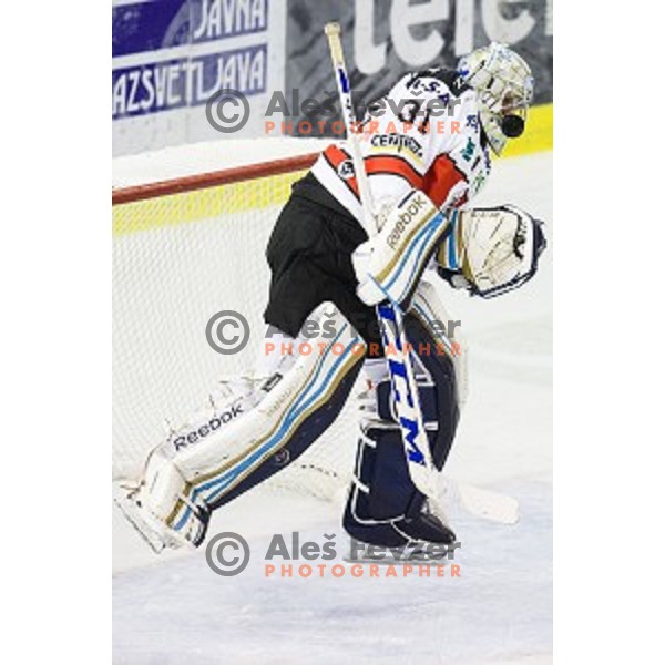 Lukas Cikanek in action during ice hockey match Olimpija - Znojmo, EBEL League, Tivoli , Ljubljana, 19.09.2014
