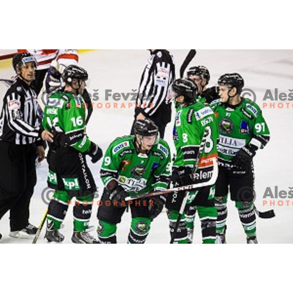 Hunter Bishop in action during ice hockey match Olimpija - Znojmo, EBEL League, Tivoli , Ljubljana, 19.09.2014