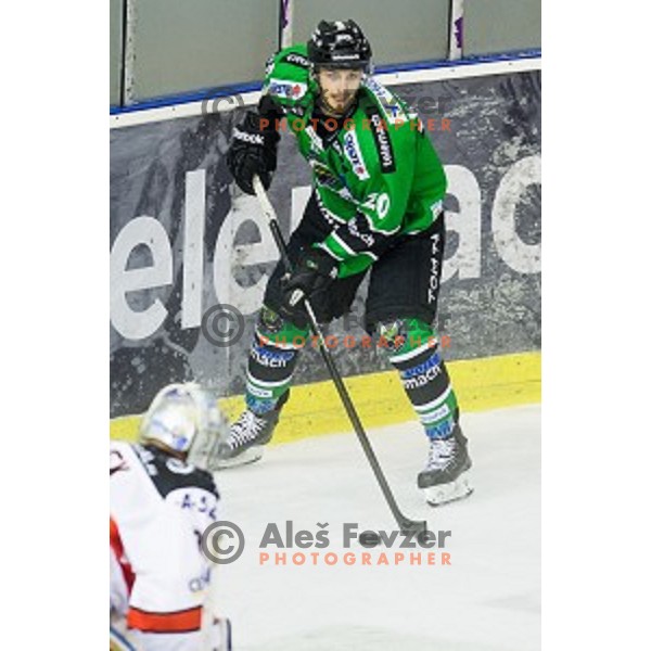 Gregor Koblar in action during ice hockey match Olimpija - Znojmo, EBEL League, Tivoli , Ljubljana, 19.09.2014