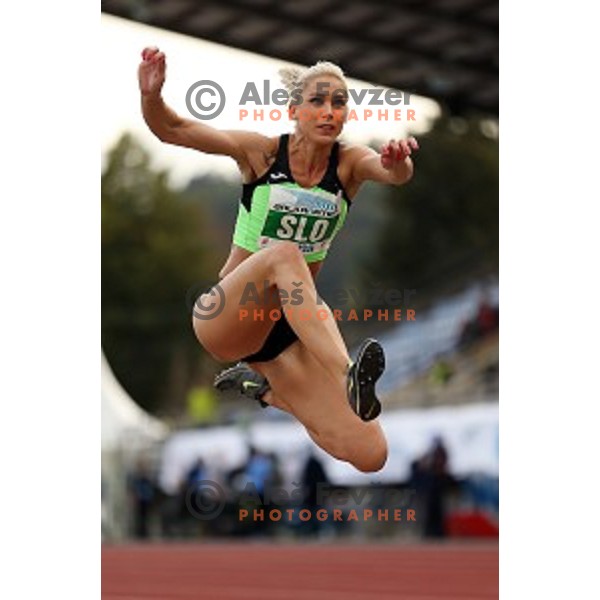 Snezana Vukmirovic of Slovenia in action during Balkanation, the Balkan Team Athletics championship at ZAK Stadium, Ljubljana, Slovenia on September 20, 2014