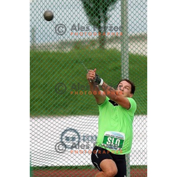 Primoz Kozmus of Slovenia in action during Balkanation, the Balkan Team Athletics championship at ZAK Stadium, Ljubljana, Slovenia on September 20, 2014