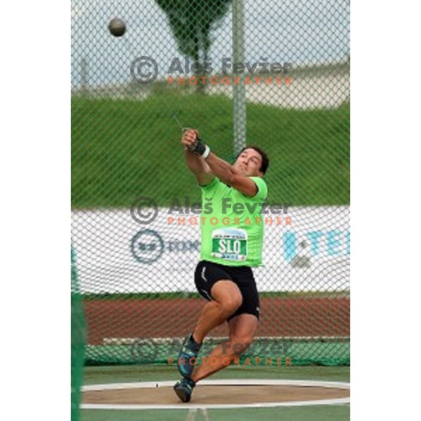 Primoz Kozmus of Slovenia in action during Balkanation, the Balkan Team Athletics championship at ZAK Stadium, Ljubljana, Slovenia on September 20, 2014