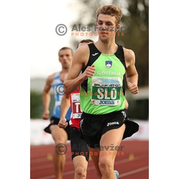 Zan Rudolf of Slovenia in action during Balkanation, the Balkan Team Athletics championship at ZAK Stadium, Ljubljana, Slovenia on September 20, 2014
