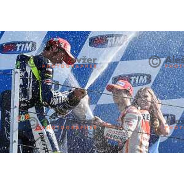 Valentino Rossi of Italy, winner of Moto GP race in Misano at Gran Prix di San Marino, Italy on September 14, 2014