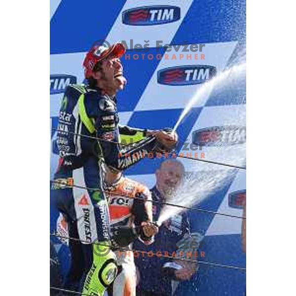 Valentino Rossi of Italy, winner of Moto GP race in Misano at Gran Prix di San Marino, Italy on September 14, 2014