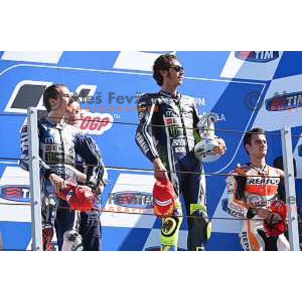 Valentino Rossi of Italy, winner of Moto GP race in Misano at Gran Prix di San Marino, Italy on September 14, 2014