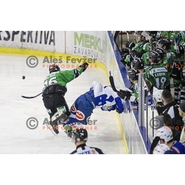 Ales Music in action during ice hockey match of 5th round of EBEL League in Season 2014/15 between HDD Telemach Olimpija and EC VSV, played in Tivoli Hall, Ljubljana, Slovenia, on September 26, 2014