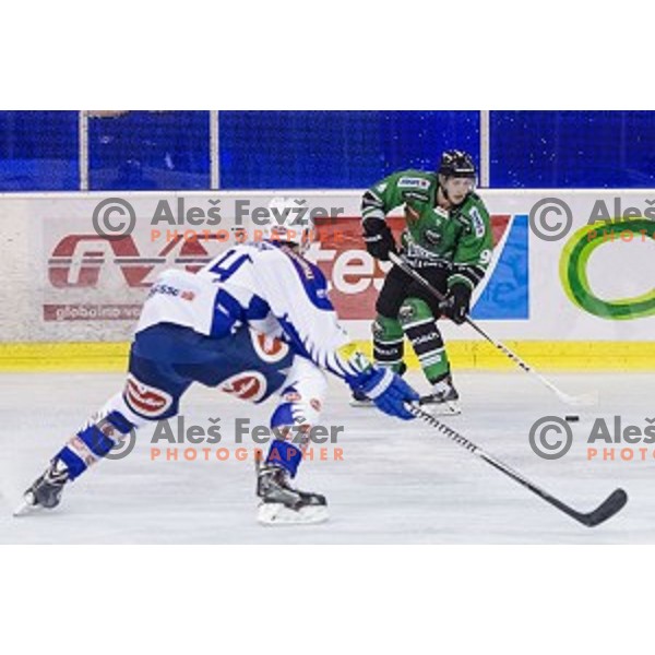Hunter Bishop in action during ice hockey match of 5th round of EBEL League in Season 2014/15 between HDD Telemach Olimpija and EC VSV, played in Tivoli Hall, Ljubljana, Slovenia, on September 26, 2014