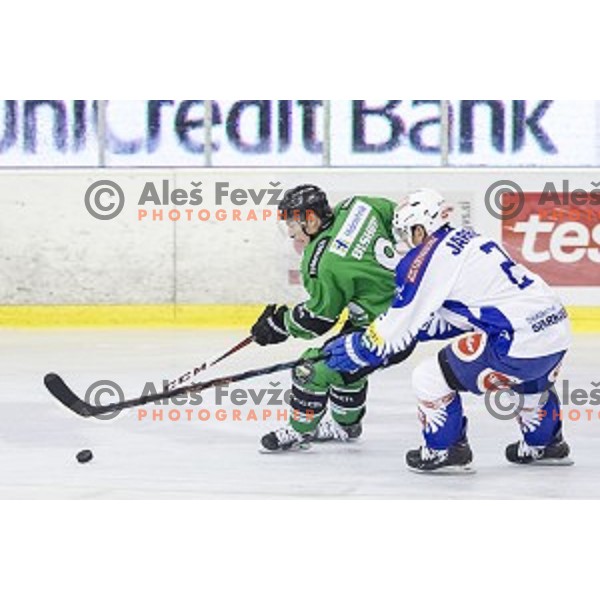 Hunter Bishop in action during ice hockey match of 5th round of EBEL League in Season 2014/15 between HDD Telemach Olimpija and EC VSV, played in Tivoli Hall, Ljubljana, Slovenia, on September 26, 2014